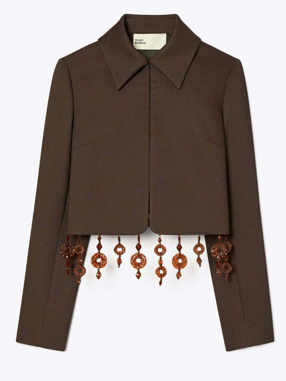 Tory Burch CROPPED CREPE JACKET with Beaded Trim